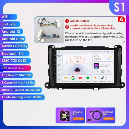 Hizpo For Toyota Sienna XL30 2010-2014 Car Radio Multimedia Video Player Navigation Stereo GPS Android Auto Carplay 8G+128GB RDS