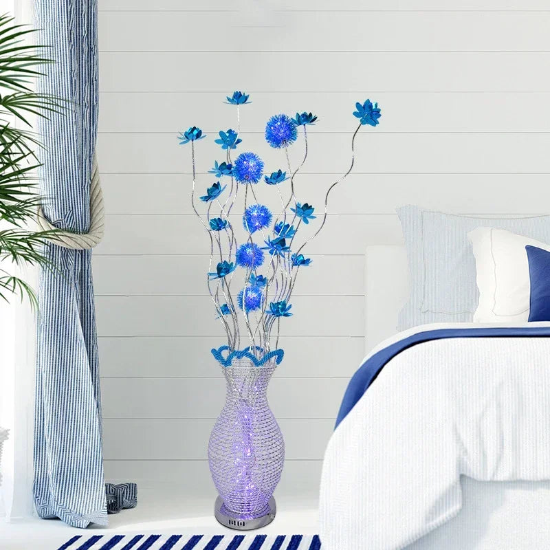 86LIGHT Nordic Blue Floor Lamp Modern Art Living Room Bedroom Hotel  Aluminum Wire LED Originality Flower Light