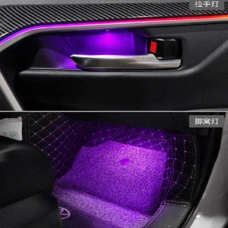 TVYVIKJ LED Car Inner Ambient Light For Toyota RAV4 2020-2023 Dynamics Magic Color Dragon Scale Ambience Lamp Button +APP Contr