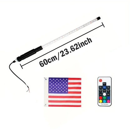 1pc 2/3/4FT RGB Flagpole Light Adjustable ATV Off-road Brake Light With Remote Control LED Beach Flag Ambient Decorative Lights