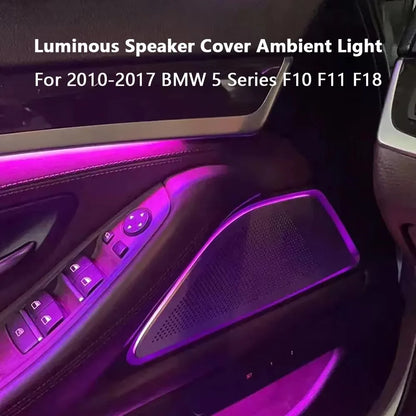 For BMW 5 Series 2010-2017 F10 F11 F18 Horn LED Ambient Light Front and Rear Iluminate Speaker Cover 4 pcs Kit