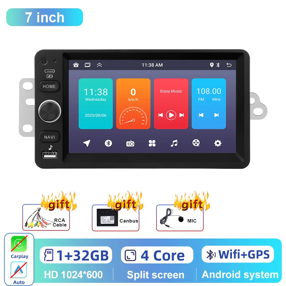 Podofo 7inch Car Stereo Radio For Chevrolet GMC Hummer Savanna 2003-2006 Carplay Android auto Navigation Bluetooth WIFI Player