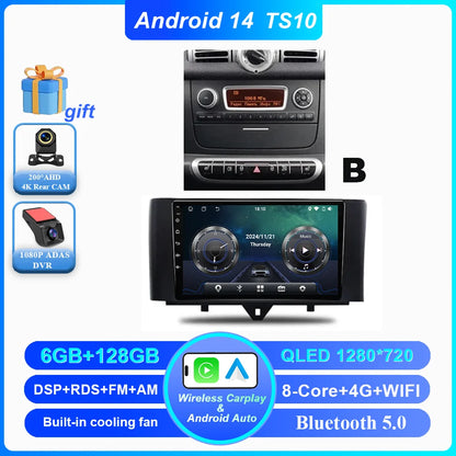 Car Android 14 GPS Navigation For Mercedes Benz Smart Fortwo 451 2010 - 2015 Auto Radio Stereo Multimidia Player Carplay NO 2DIN