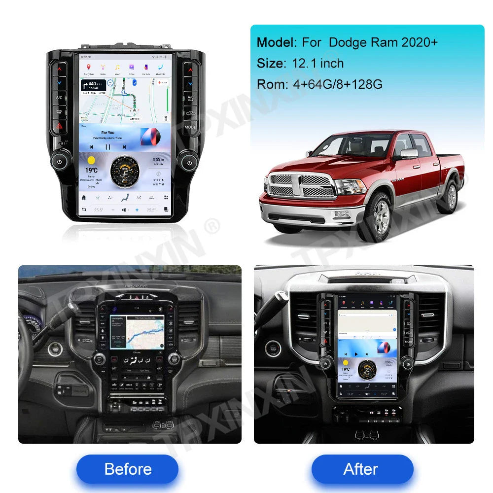 12.1 " Android Auto Carplay For Dodge Ram 1500 2500 3500 4500 2008-2019 2020 2021 2022 2023 2024 Car Radio Multimedia Head Unit