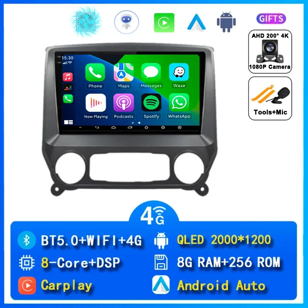 Android 14 Car Radio For Chevrolet Silverado 3 GMTK2 2014 2015 2016 2017 2018 Carplay Auto Multimedia Player Stereo DSP WIFI 4G