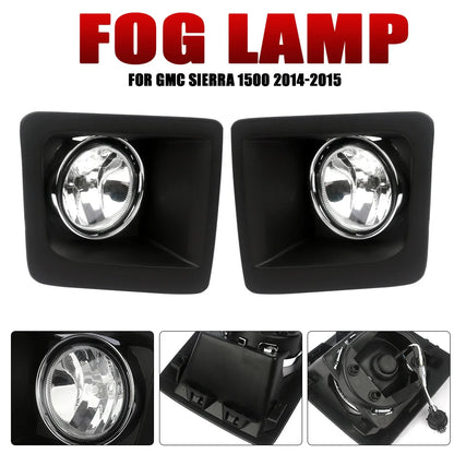 Front Bumper Fog Lamp Upgrade Kit FOR GMC Sierra 1500 2014-2015 Version Additional Foglight Set