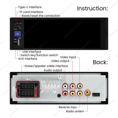 1din 6.86-inch HD Screen Radio Multimedia Smart CarPlay Android Auto Video Player for VW Kia Ford Toyota Mazda Universal Car USB
