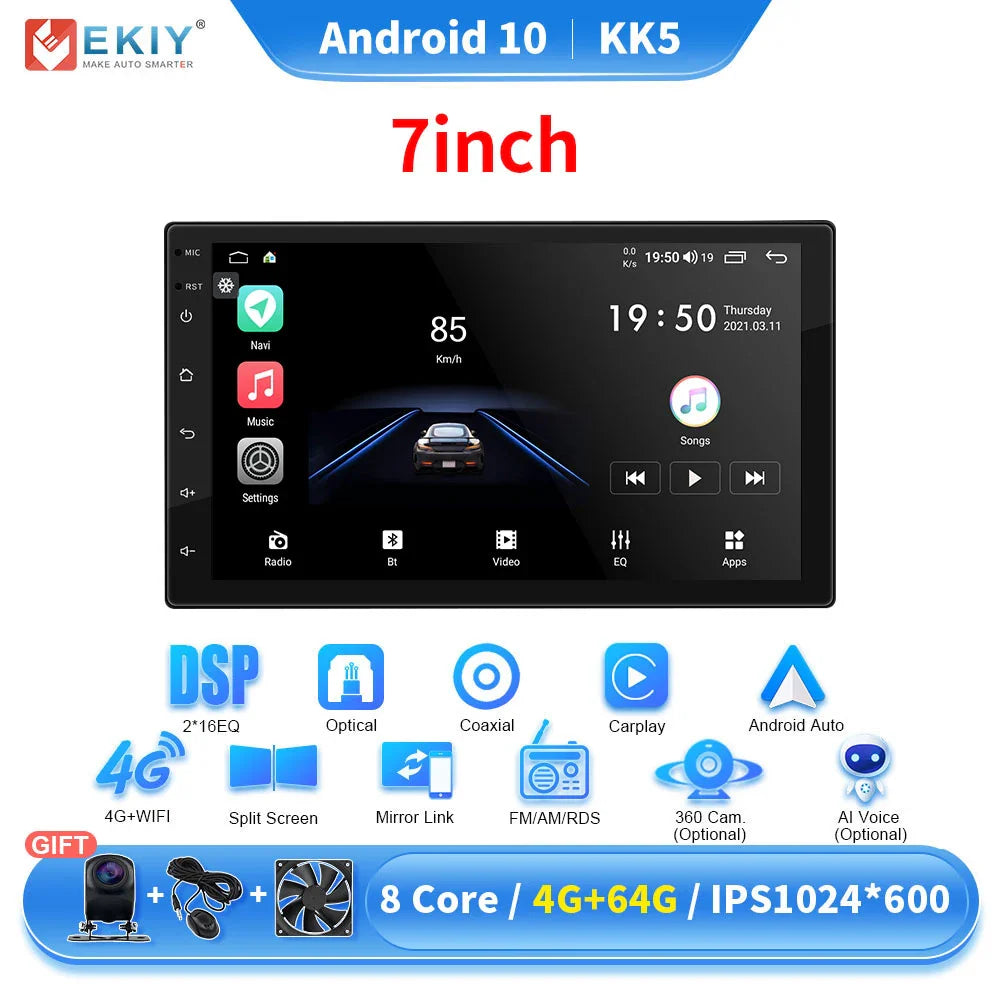 EKIY KK5 2 Din Android 7 9 10 in Car Multimedia Video Player Universal Stereo Radio GPS For Volkswagen Nissan Hyundai Kia Toyota