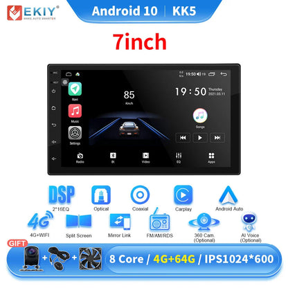 EKIY KK5 2 Din Android 7 9 10 in Car Multimedia Video Player Universal Stereo Radio GPS For Volkswagen Nissan Hyundai Kia Toyota