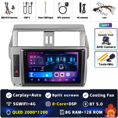 Android 14 For Toyota Land Cruiser Prado 150 2013 - 2017 2K QLED Android Car Radio Multimedia Video Player GPS Stereo CarPlay