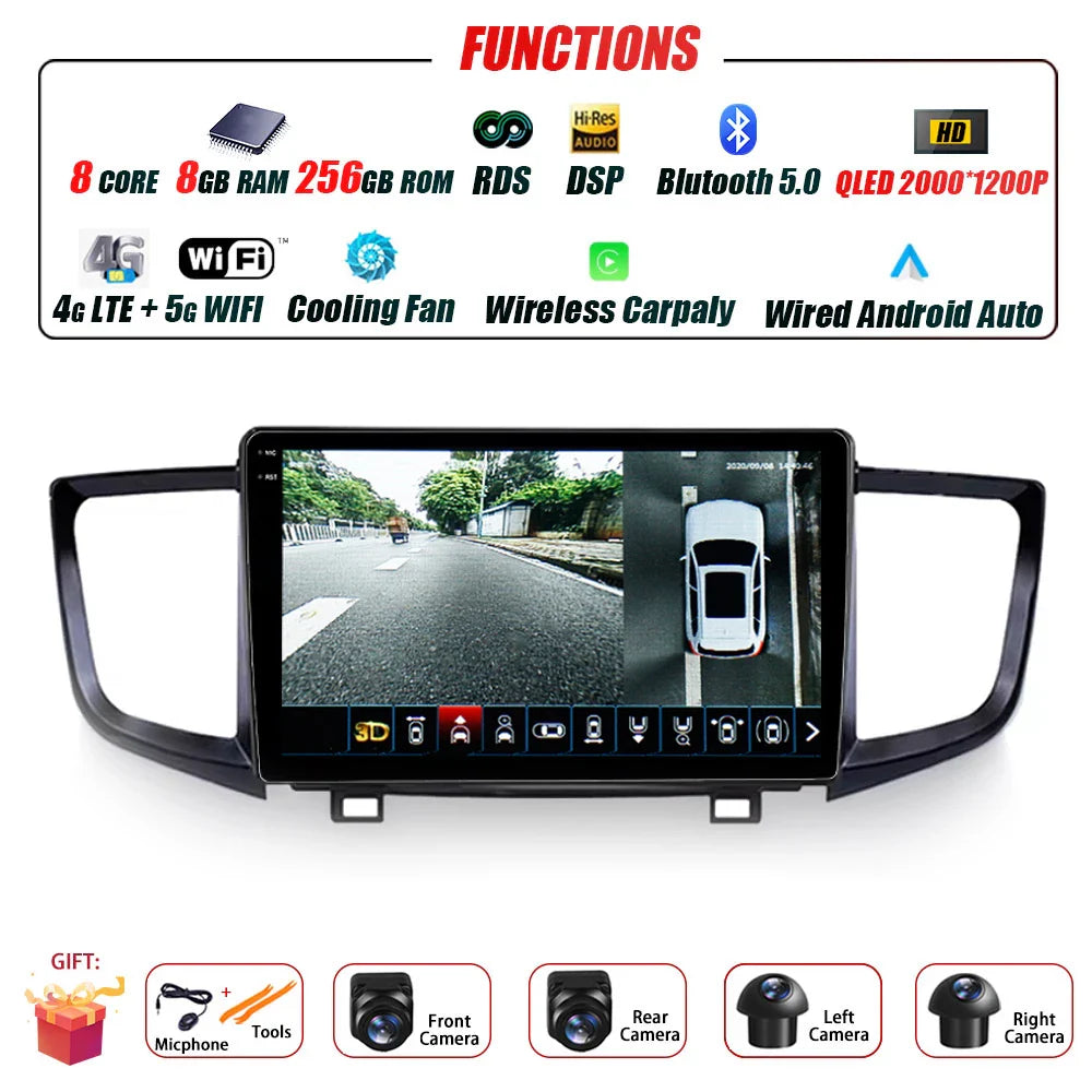 Car Radio Carplay For Honda Pilot 2016 - 2019 GPS Navigation Android Auto Stereo Multimedia Player 5G Wifi Screen BT RDS