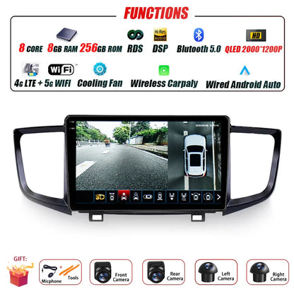 Car Radio Carplay For Honda Pilot 2016 - 2019 GPS Navigation Android Auto Stereo Multimedia Player 5G Wifi Screen BT RDS