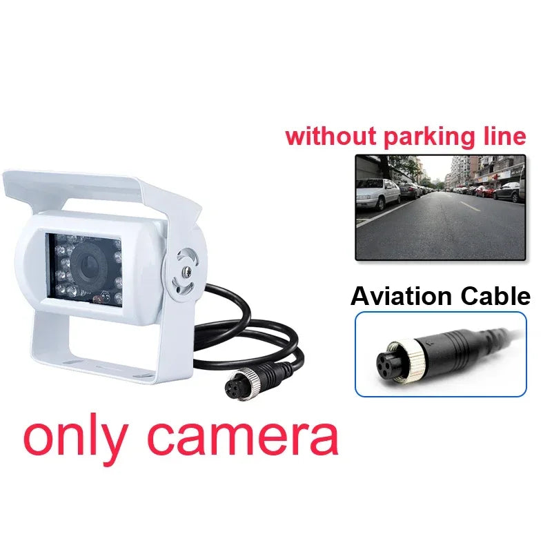 GreenYi White Truck Backup Camera Heavy Duty 18 LED IR Night Vision Waterproof Vehicle Rear View Camera For Trailer/Pickups/RV