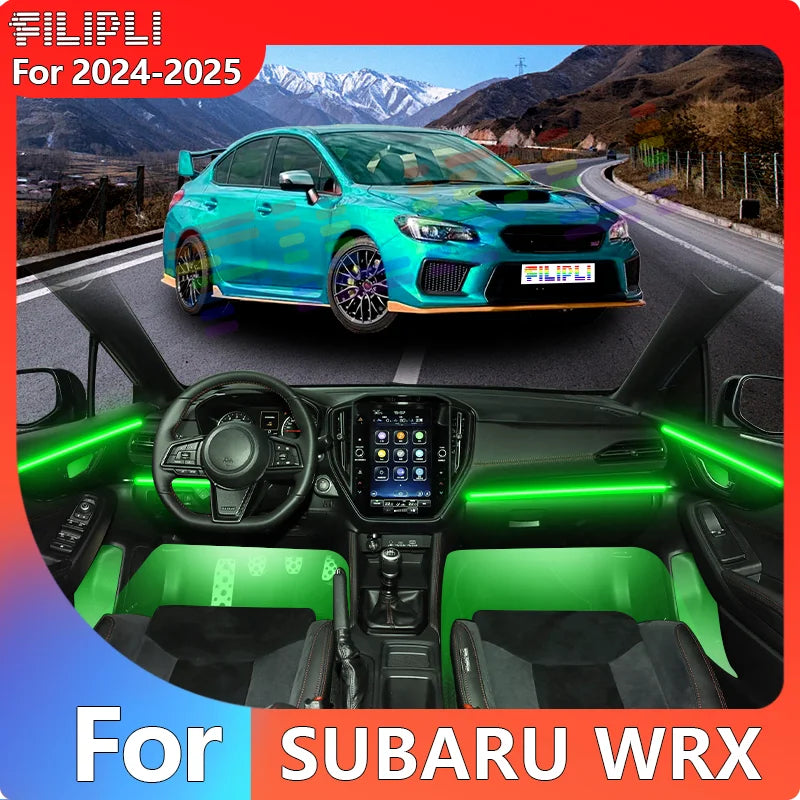 FILIPLI For The SUBARU WRX For 2024 Multi Colour RGB Bluetooth Control Car LED Mood Light Cyberpunk Music Sync Car Ambient Light