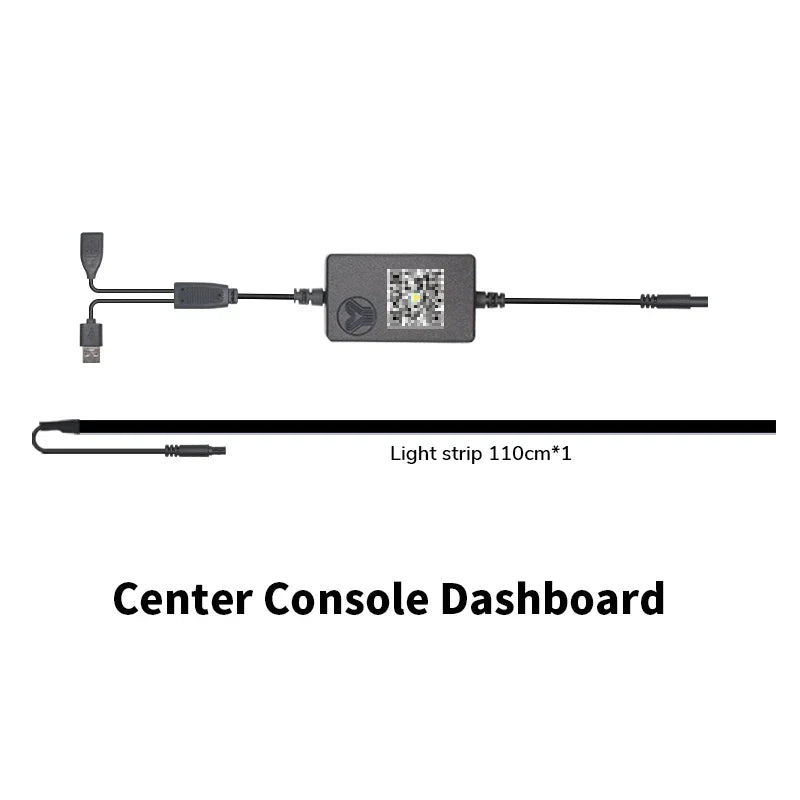 Center Console Dashboard Wireless Charging Light For Tesla Model 3 Y 64Colors RGB Neon LED Ambient Lamp USB Power APP Controller