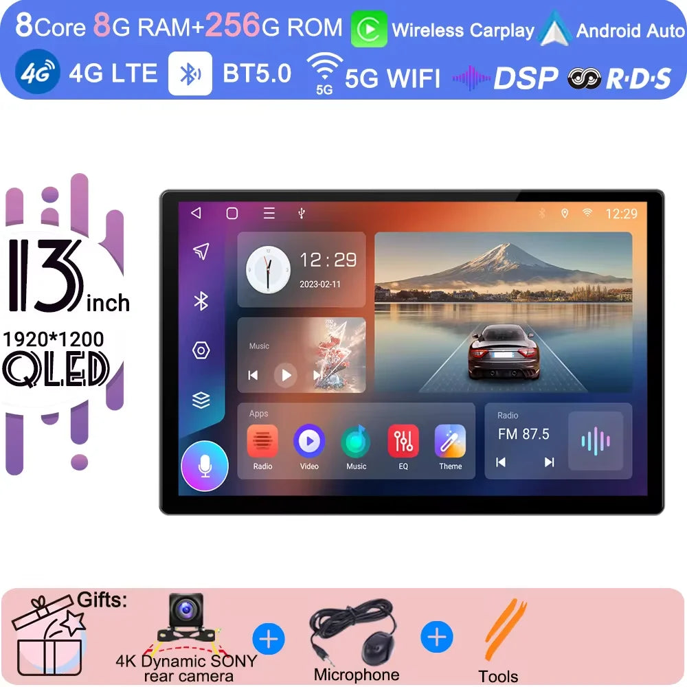 13.3 inch Android 14 Carplay Auto For Jeep Wrangler 3 JK 2011 2012 2013 2018 Car Radio Player Multimedia srereo Navigation BT
