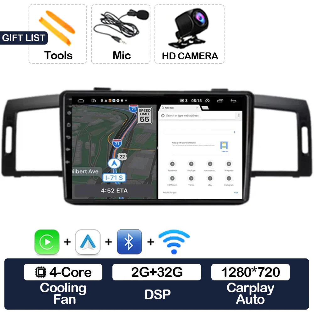 Android 15 Head Unit For Infiniti M35 2003 - 2010 Nissan Fuga 2005 - 2010 Car Radio Multimedia Video Player CarPlay Auto 4G WIFI