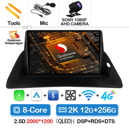 Android 14 Wireless Carplay Auto For Renault Kangoo 2 2009 - 2018 Car Radio Multimedia Stereo Video Player QLED GPS NAVI 4G WIFI