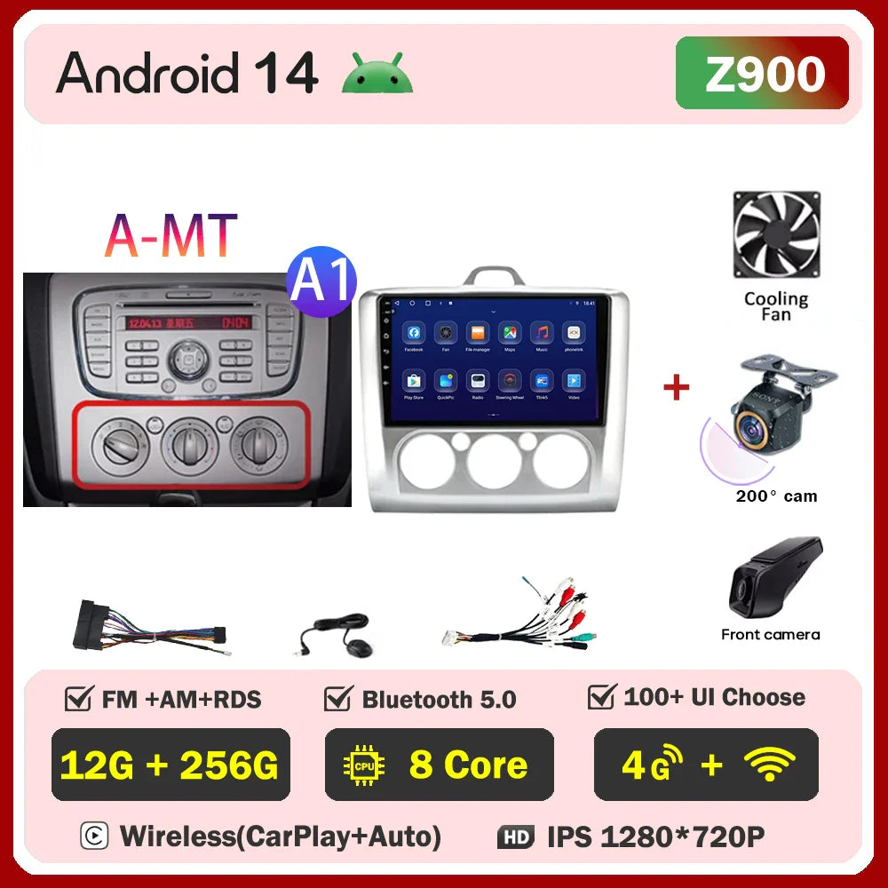 2din Android 14 Carplay Radio For ford focus 2 3 Mk2 Mk3 2004-2011 Automotive Car Multimedia GPS Autoradio 8 Core Wifi DSP BT