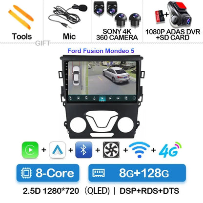 Android 15 Carplay Auto 4G WIFI GPS For Ford Mondeo 5 Fusion 2012-2019 Car Radio Multimedia Player Video Stereo Head Unit 2din