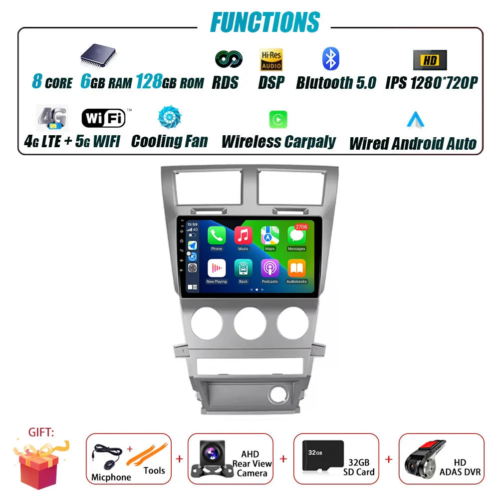Car Radio Carplay For Dodge Avenger JS 2007 - 2010 For Dodge Nitro 2006 - 2011 Navigation GPS Android Auto Multimedia Player BT