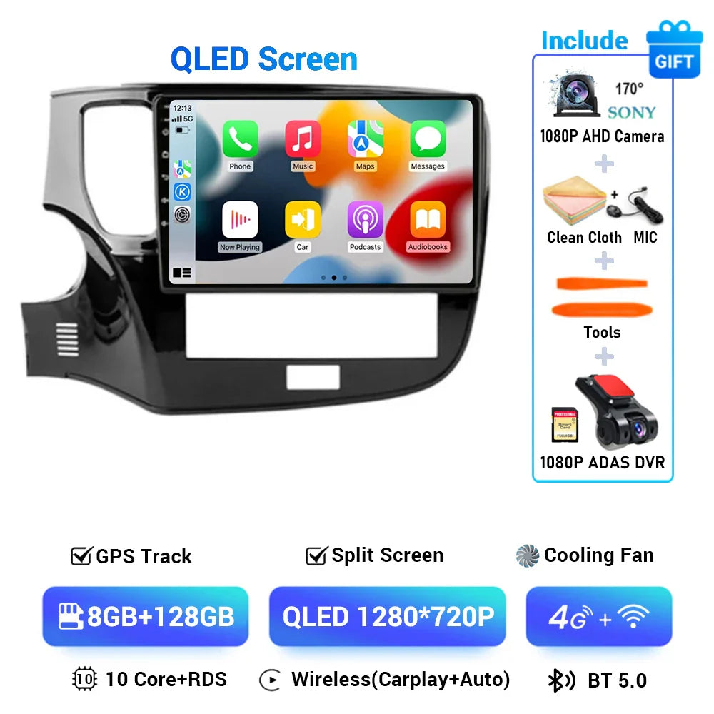 Android 14 CarPlay Auto Car Radio For Mitsubishi Outlander 3 III GF0W GG0W 2018 2019 2020 2021 Multimidia Video Player Stereo 4G