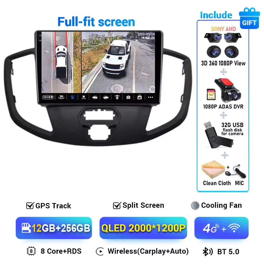 Android 15 Wireless Carplay&Auto WIFI+4G For Ford Transit 2015 2016 2017 2018 Car Radio Multimedia Video Player GPS Stereo 2din