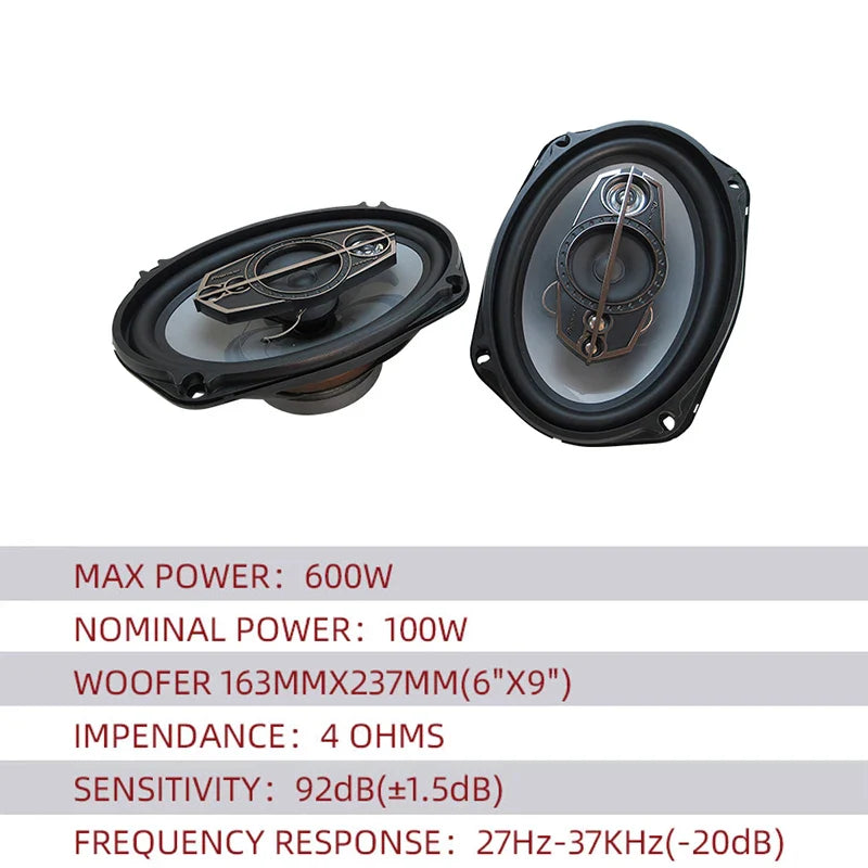 New 6x9 inch 2PCS 1200W (2X600W) full frequency coaxial speaker for car high fidelity audio, preferred speaker modification