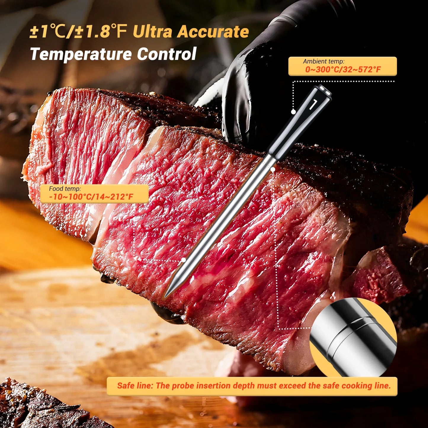 INKBIRD Three-Mode Wireless Meat Thermometer INT-14-BW Smart WiFi Bluetooth Food Thermometer IP67&4 Probes for BBQ, Grill, Oven power tools