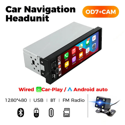6.86" Wireless CarPlay&Android Auto Universal 1 Din Car Radio,Multimedia Video MP5 Player,FM Stereo Receiver with Camera and BT