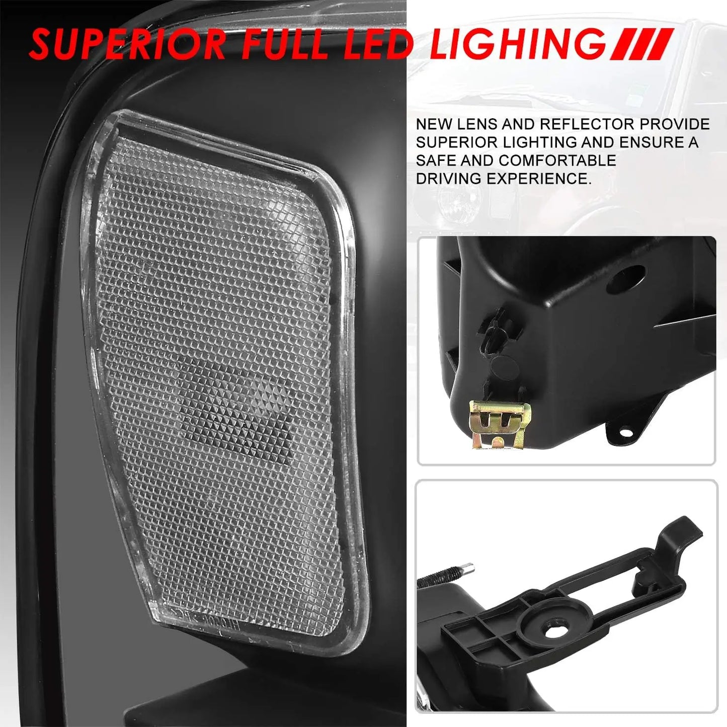 LED DRL Headlights Assembly Compatible with 2004-2008 Ford F-150 Lincoln Mark LT, Driver and Passenger Side Halogen Headlamps w/
