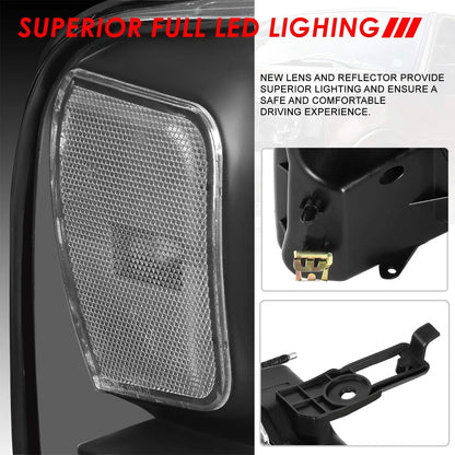 LED DRL Headlights Assembly Compatible with 2004-2008 Ford F-150 Lincoln Mark LT, Driver and Passenger Side Halogen Headlamps w/
