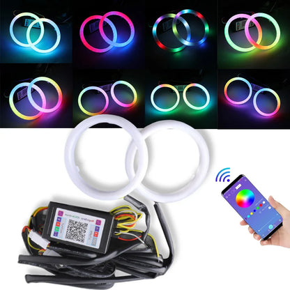 Cotton Light RGB Car LED Angel Eyes Halo Rings APP Control 12-24V Led Headlight Daytime Running Light for Motorcycle Offroad 4X4