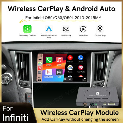 YolanAuto Wireless CarPlay Android Auto Module for Infiniti Q50 Q50L Q60 QX50 Aftermarket Car Upgrade Retrofit Kit