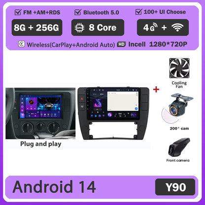 Android 14 Carplay+auto For Volkswagen Passat B5 2000 - 2005 Car Radio Multimedia Video Player Navigation GPS No 2din 2 din dvd