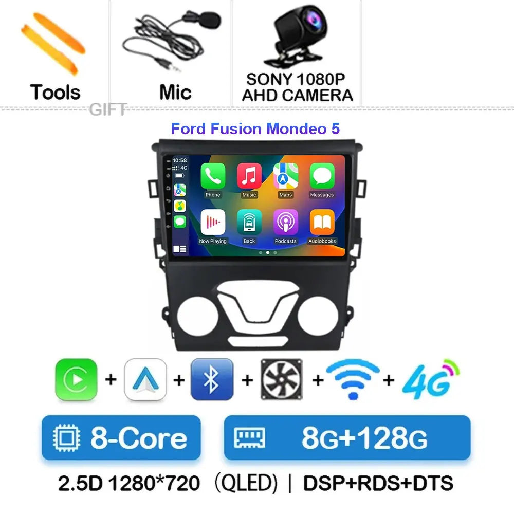 Android 15 Carplay Auto 4G WIFI GPS For Ford Mondeo 5 Fusion 2012-2019 Car Radio Multimedia Player Video Stereo Head Unit 2din