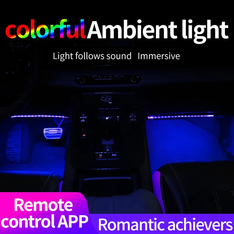 Car Footwell Atmosphere Strip LED Light APP Remote Control USB Lighting Music Sync Brightness Adjusted Freely Ambient Light 1pcs