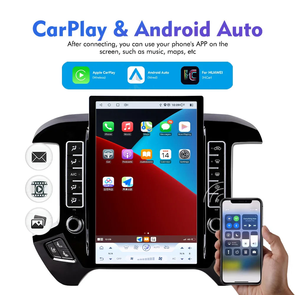 14.5 Inch Android 13 Car Radio For Chevrolet Silverado GMC Sierra 2013-2024 GPS Navigation DVD Multimedia Player Carplay+Auto