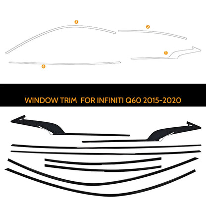 Black Car Window Decorative Strip Glass Chrome-plated Strip Decorative Panel Suitable For Infiniti Q60 2015-2020