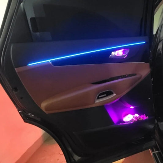 Universal 18 In 1 RGB Symphony LED Car Ambient Light 64 Color Interior Acrylic Strip Backlight Guide Decoration Atmosphere Lamp