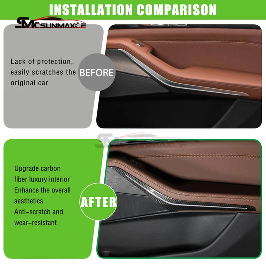 For BMW X5 G05 X5M F95 X7 G07 2020-2025 Car Interior Carbon Fiber Door Armrest Ambient Light Frame Decoration Stickers