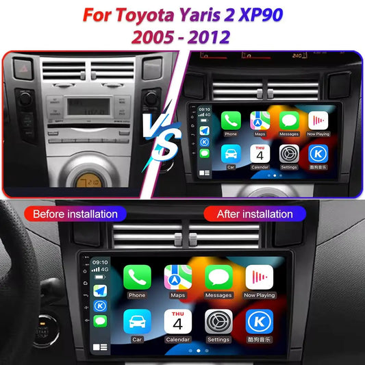 Car Radio Android 14 For Toyota Yaris 2 XP90 2005 - 2012 Auto Multimedia Stereo Dash Cam Screen GPS Head Unit Navigation DVD BT