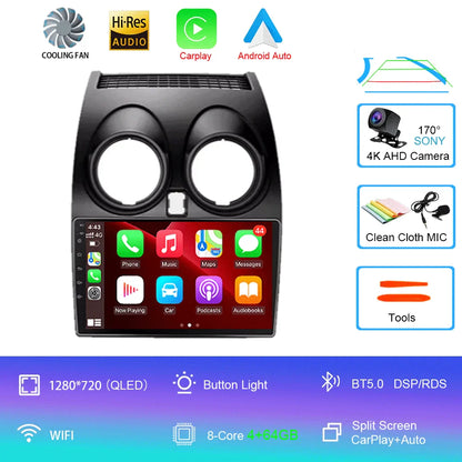 Android 14 2 DIN untuk Nissan Qashqai 1 J10 2006-2014 Radio Mobil Navigasi Pemutar Multimedia DVD Carplay Stereo Speaker Unit Ke