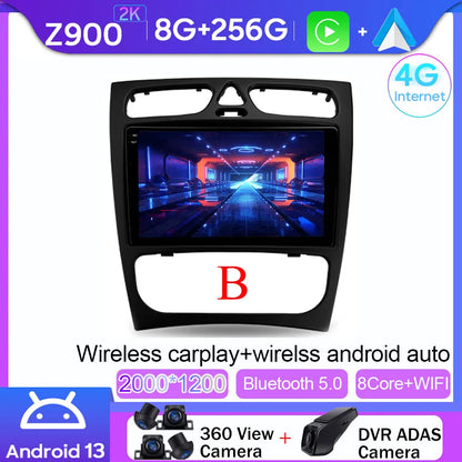 Android 14 wifi+4G Carplay BT Car Radio For Benz W203 W209 C180 C200 C220 C230 2004-2011 Navigation GPS Video Player Multimedia