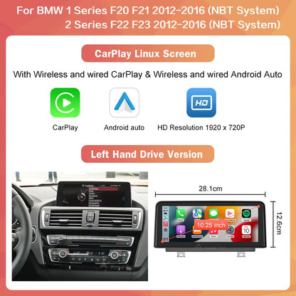 1920*720 Wireless Carplay Multimedia Screen Android Auto For BMW 1 2 3 4 Series F20 F21 F22 F23 F45 F30 F31 F33 F36 NBT System