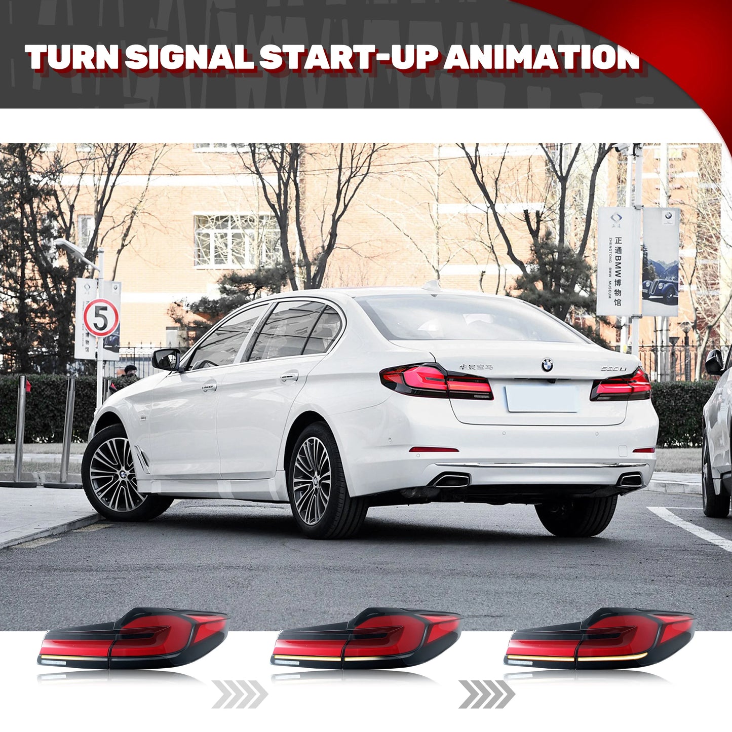 LED Facelift Tail Lights for BMW G30 F90 M5 5-Series 2017-2020 Sequential Turn Signal Rear Lamps Assembly