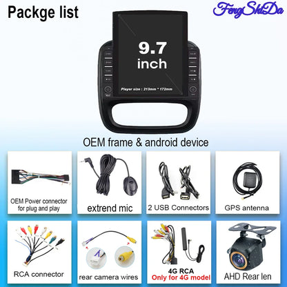 9.7 inch Android For Renault Trafic 3 14-21 For Opel Vivaro B Car Radio Carplay 2 Din Head Unit GPS Navigation  Touch Screen