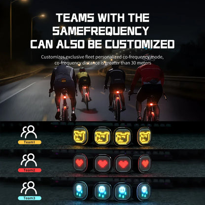TOWILD TL08 Intelligent Expression Taillight 140 Led Braking Sensor Bluetooth Bike Rear Light Customizable Bicycle Taillights