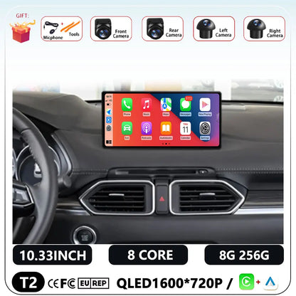 10.33 Inch Android 14 for Mazda CX-5 2018 Car BT 5.0 Car Radio Player GPS Stereo System 1600*720P 4G WIFI FM GPS  BT 5.0 DSP