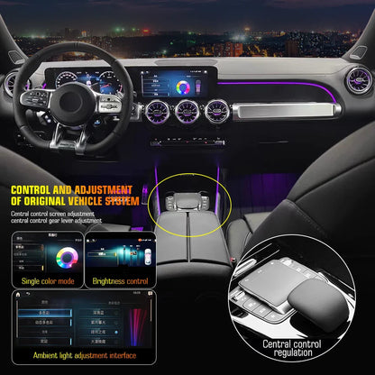 For Benz W176 W117 W156 X156 A CLA GLA 12/64 Color Ambient Light Turbine Air Vent Lamp Dashboard Door Lights Kit Car/App Control